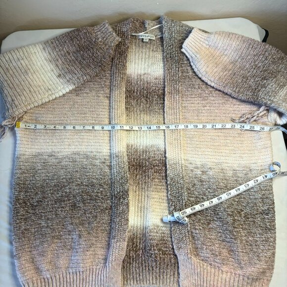 Frye and Co. Knit Open Front Cardigan with Fringe Sleeves Size XL - Picture 6 of 9